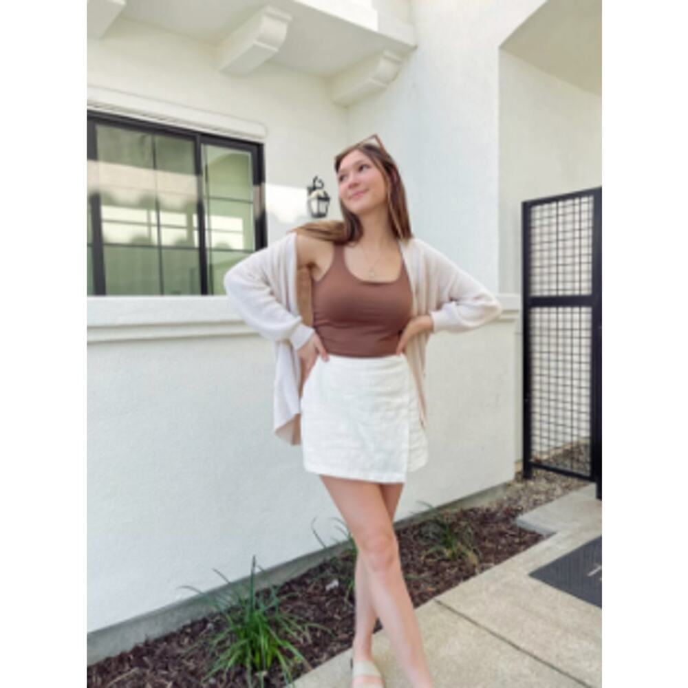 NWT Sugar Lips White Tweed Wrap Over Skirt Size Large casual everyday workwear